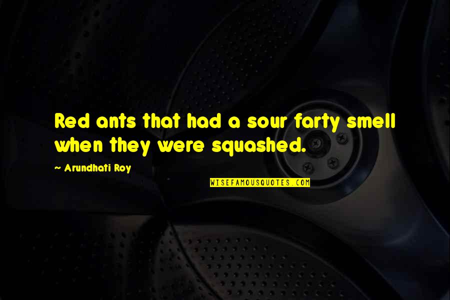 R.i.p.d Roy Quotes By Arundhati Roy: Red ants that had a sour farty smell