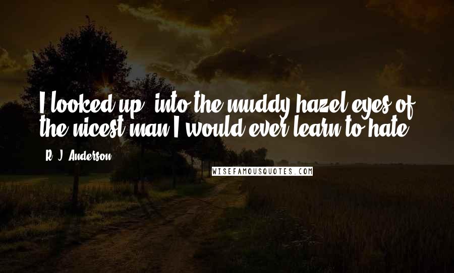 R. J. Anderson quotes: I looked up, into the muddy hazel eyes of the nicest man I would ever learn to hate.