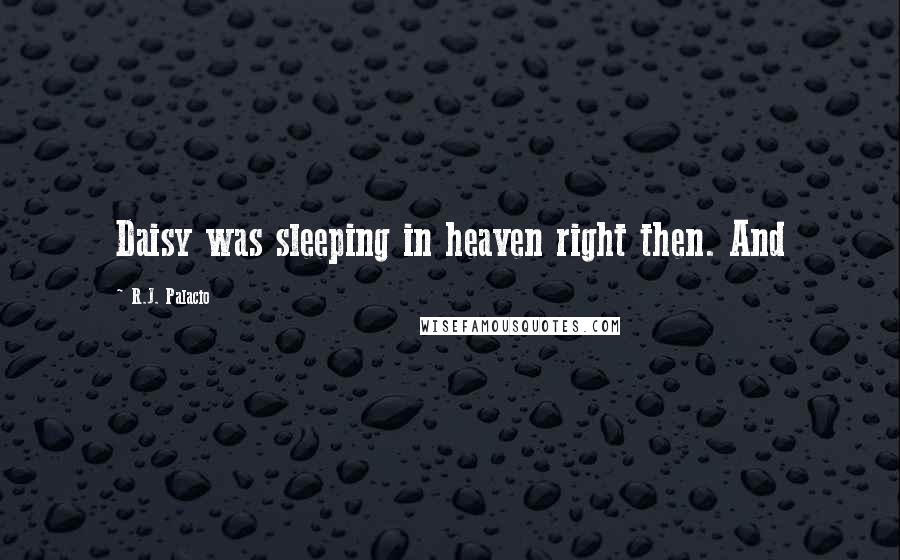 R.J. Palacio quotes: Daisy was sleeping in heaven right then. And