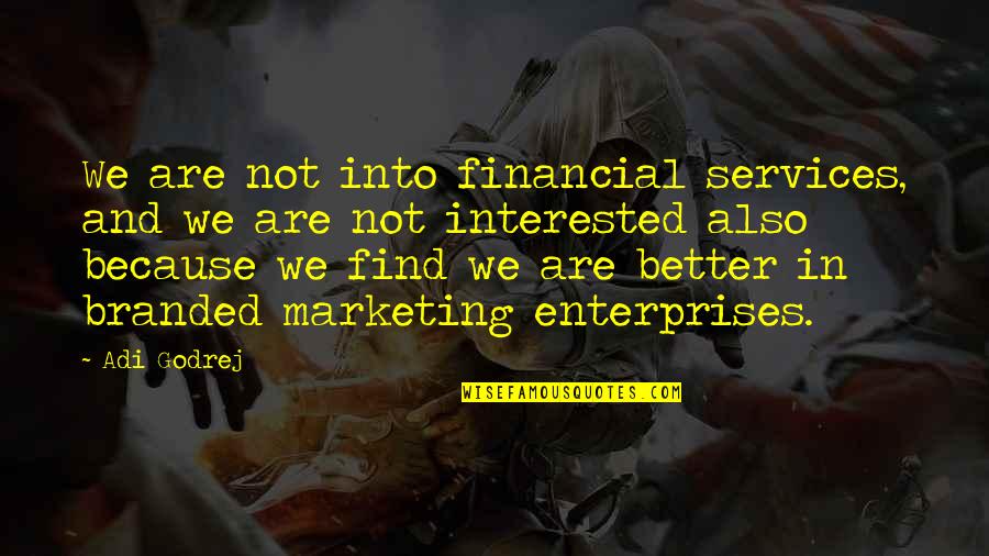 R L E Enterprises Quotes By Adi Godrej: We are not into financial services, and we