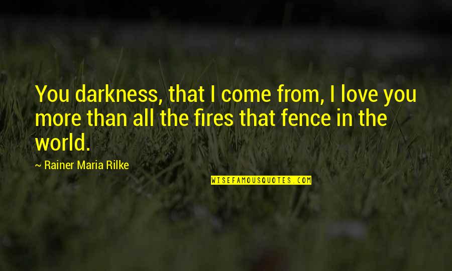 R M Rilke Quotes By Rainer Maria Rilke: You darkness, that I come from, I love R M Rilke Quotes By Rainer Maria Rilke: You darkness, that I come from, I love