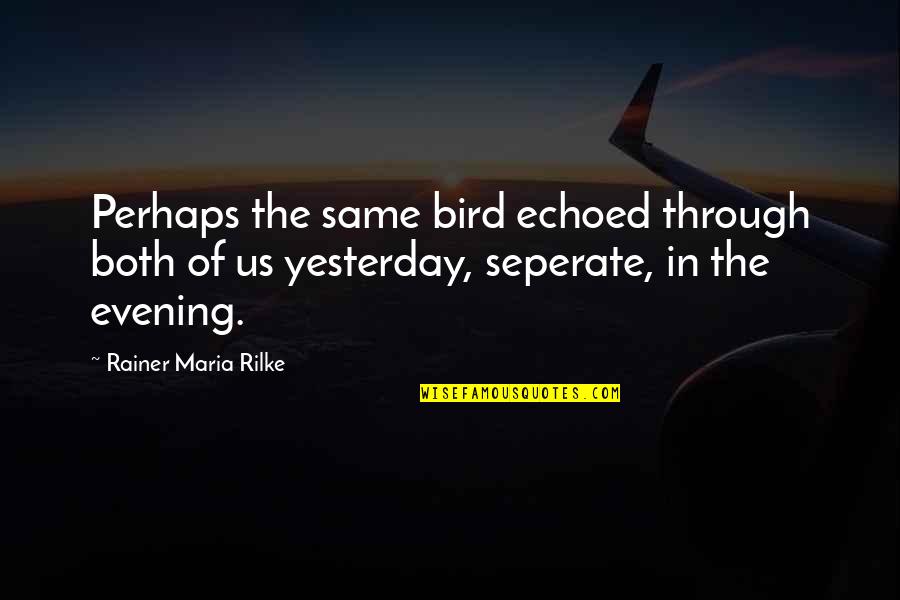 R M Rilke Quotes By Rainer Maria Rilke: Perhaps the same bird echoed through both of