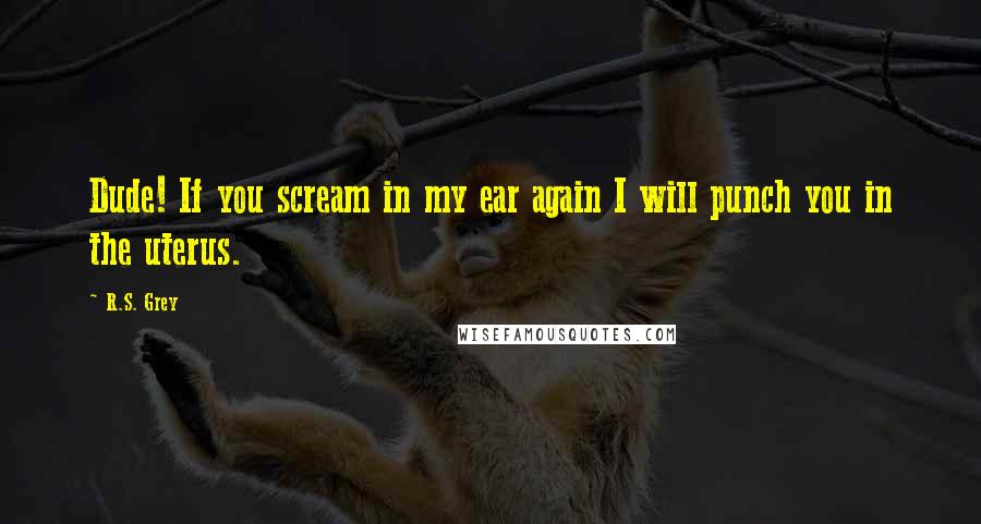 R.S. Grey quotes: Dude! If you scream in my ear again I will punch you in the uterus.