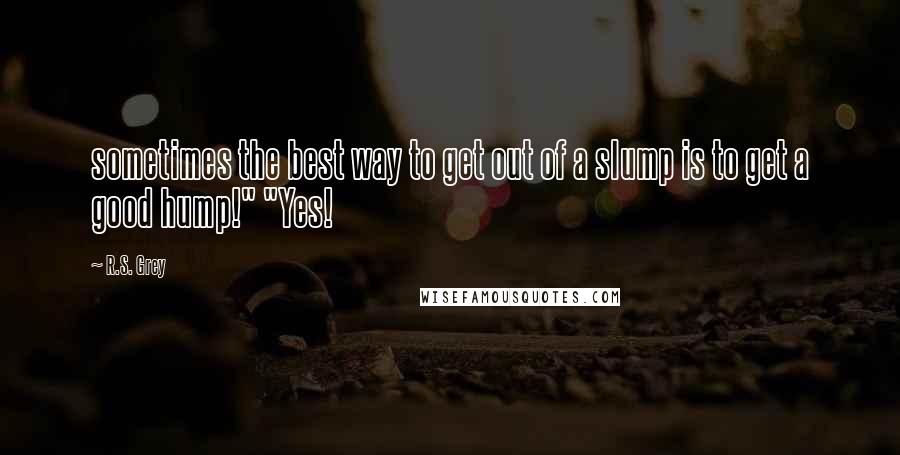 R.S. Grey quotes: sometimes the best way to get out of a slump is to get a good hump!" "Yes!