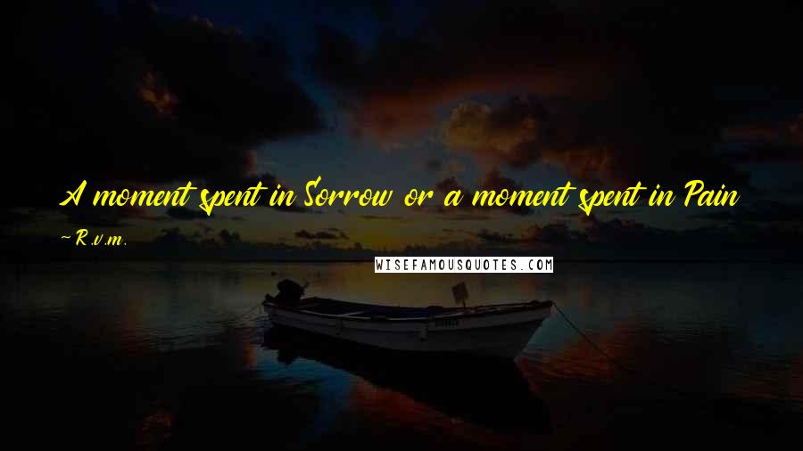 R.v.m. quotes: A moment spent in Sorrow or a moment spent in Pain is a waste of a Great Treasure that you will never get again.-RVM