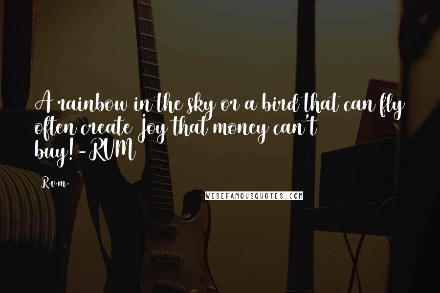 R.v.m. quotes: A rainbow in the sky or a bird that can fly often create Joy that money can't buy!-RVM