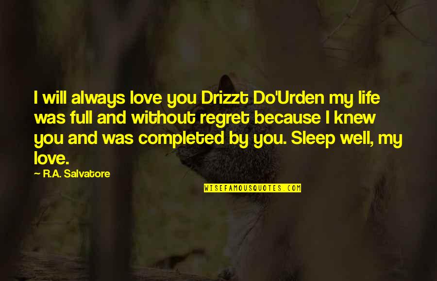 R Without Quotes By R.A. Salvatore: I will always love you Drizzt Do'Urden my