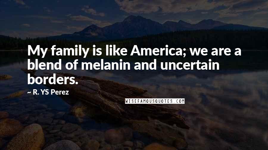 R. YS Perez quotes: My family is like America; we are a blend of melanin and uncertain borders.