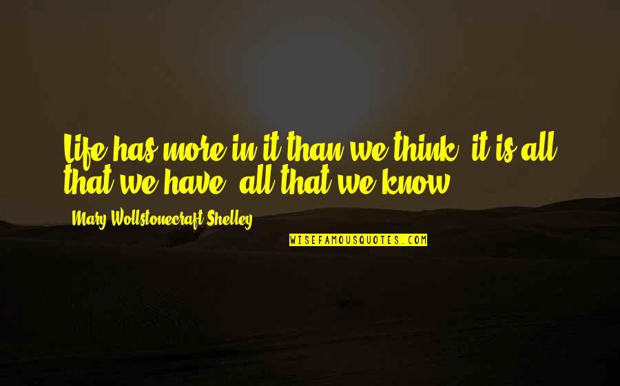 Raadsels Met Quotes By Mary Wollstonecraft Shelley: Life has more in it than we think;