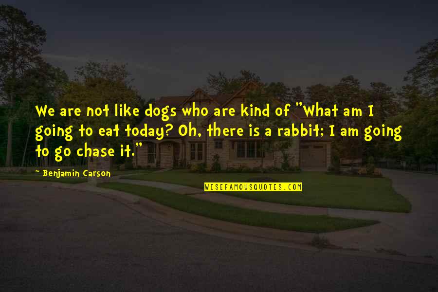 Rabbit And Dog Quotes By Benjamin Carson: We are not like dogs who are kind Rabbit And Dog Quotes By Benjamin Carson: We are not like dogs who are kind