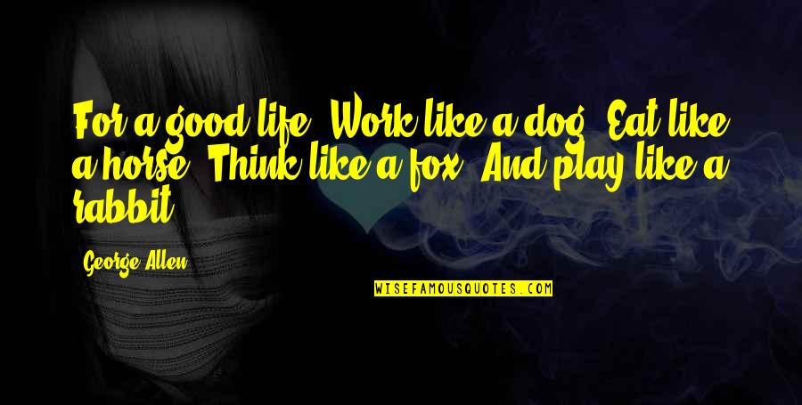 Rabbit And Dog Quotes By George Allen: For a good life: Work like a dog. Rabbit And Dog Quotes By George Allen: For a good life: Work like a dog.