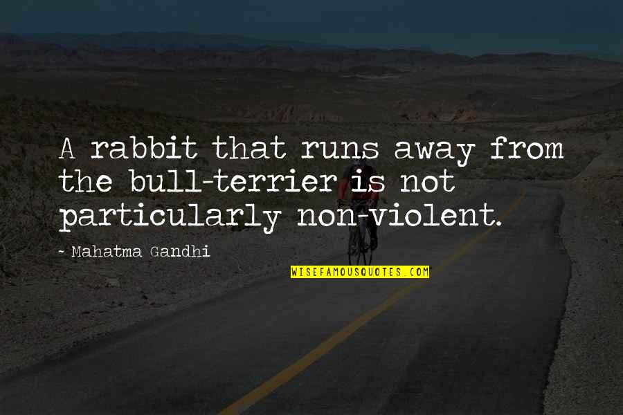Rabbits Quotes By Mahatma Gandhi: A rabbit that runs away from the bull-terrier