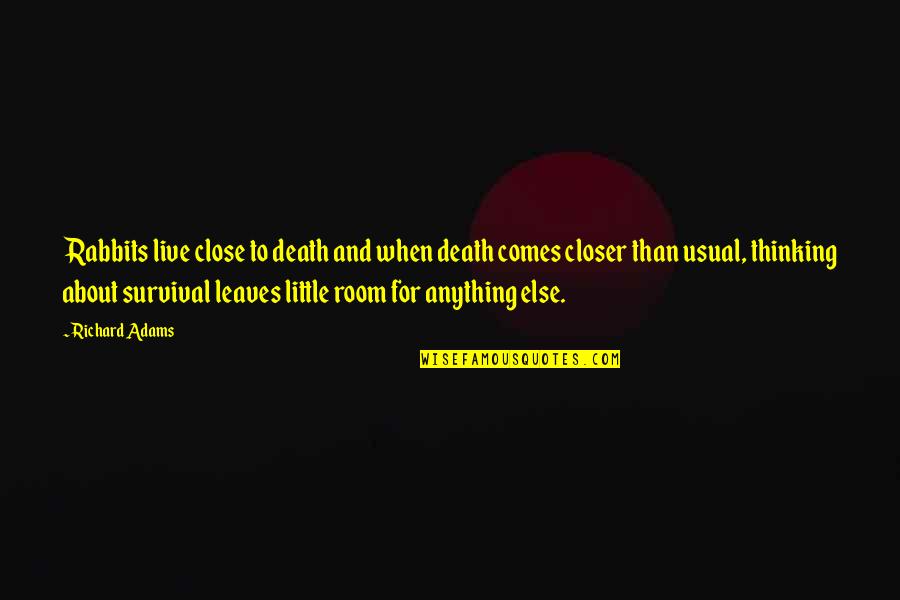 Rabbits Quotes By Richard Adams: Rabbits live close to death and when death Rabbits Quotes By Richard Adams: Rabbits live close to death and when death