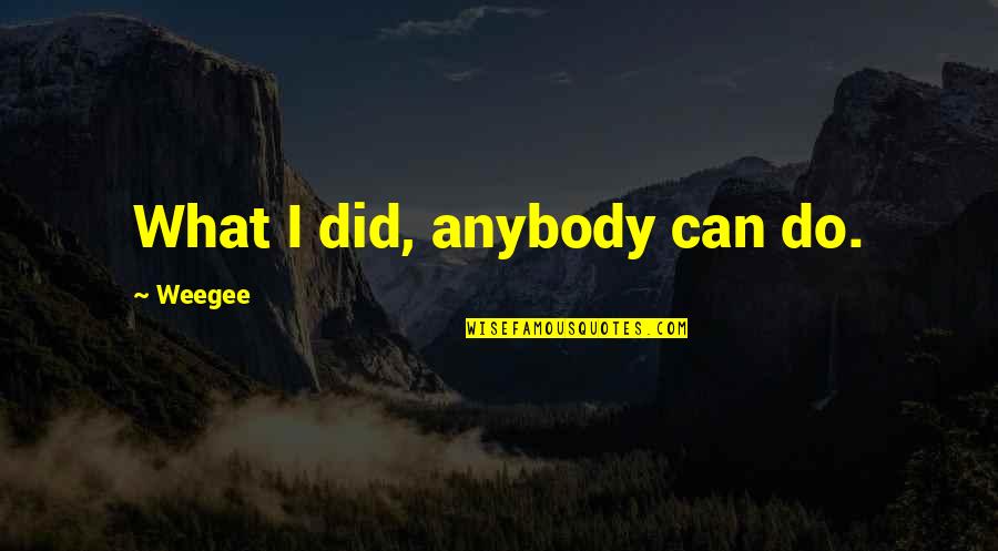 Rabboni Christian Quotes By Weegee: What I did, anybody can do. Rabboni Christian Quotes By Weegee: What I did, anybody can do.
