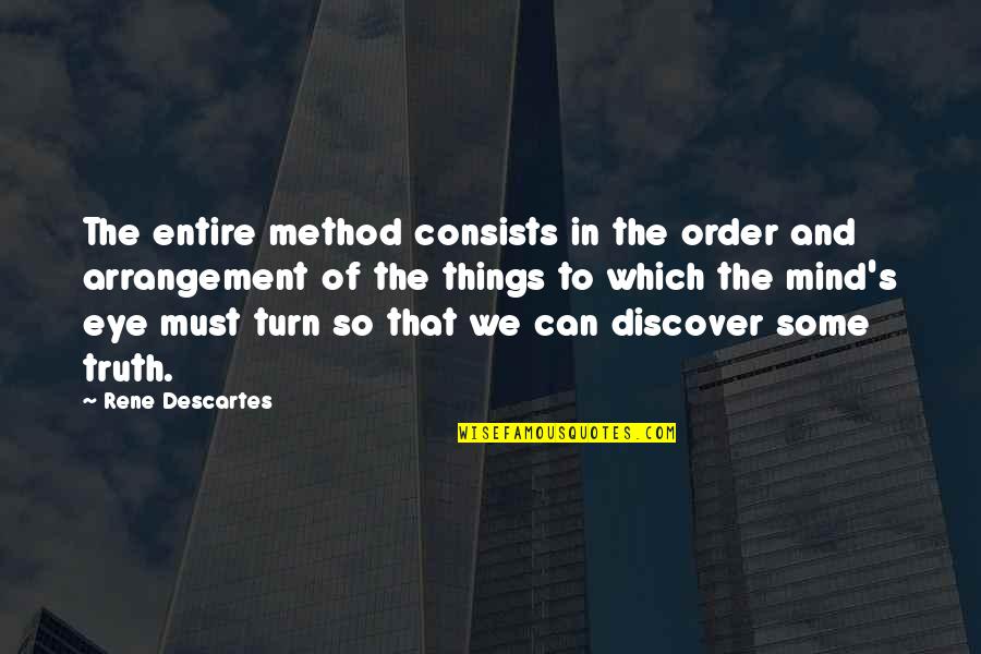 Raccontami Tutto Quotes By Rene Descartes: The entire method consists in the order and Raccontami Tutto Quotes By Rene Descartes: The entire method consists in the order and