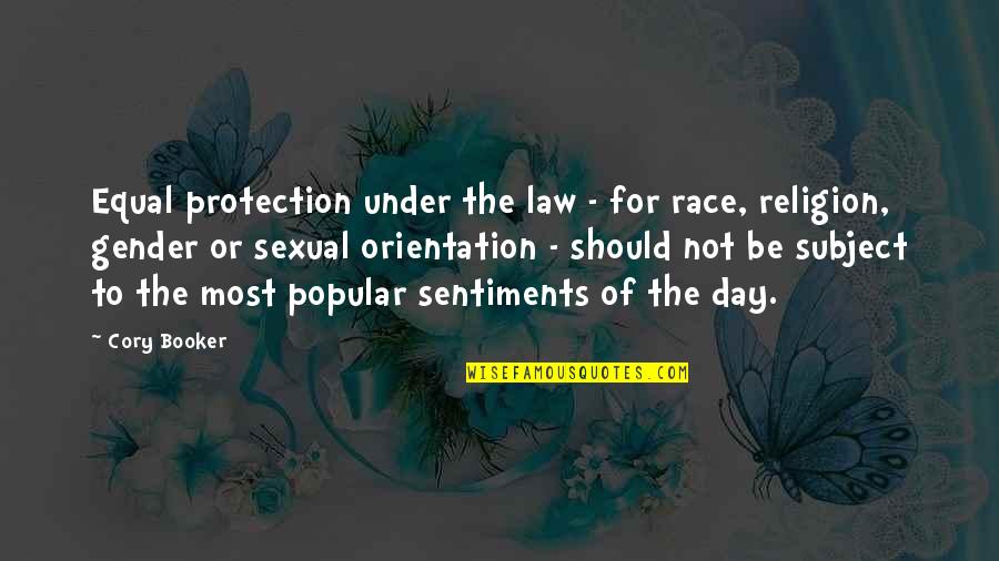 Race And Law Quotes By Cory Booker: Equal protection under the law - for race,
