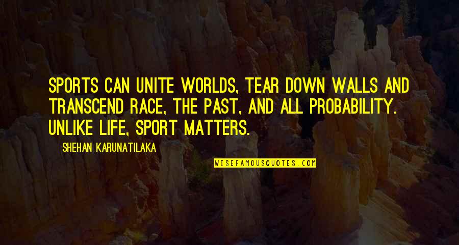 Race And Life Quotes By Shehan Karunatilaka: Sports can unite worlds, tear down walls and