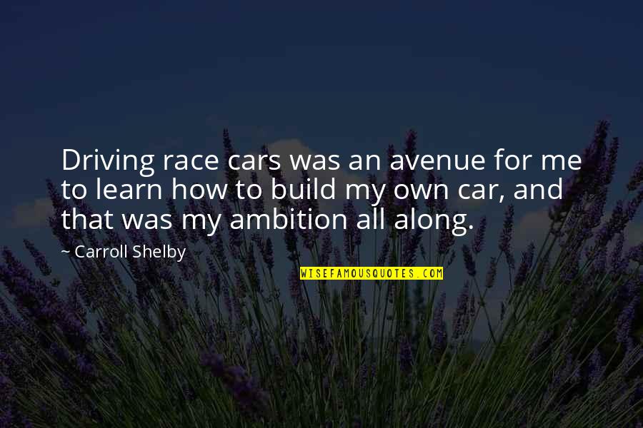 Race Cars Quotes By Carroll Shelby: Driving race cars was an avenue for me