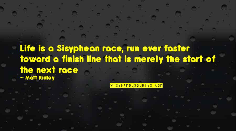 Race For Life Quotes By Matt Ridley: Life is a Sisyphean race, run ever faster