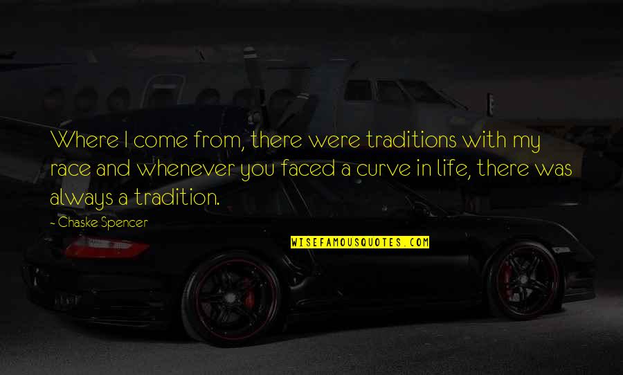Race In Life Quotes By Chaske Spencer: Where I come from, there were traditions with