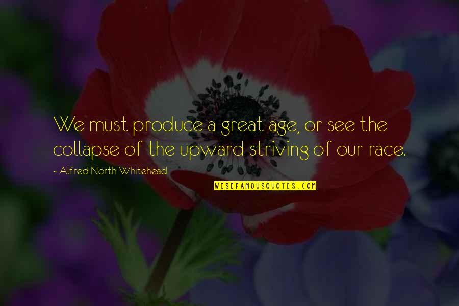 Race To Success Quotes By Alfred North Whitehead: We must produce a great age, or see