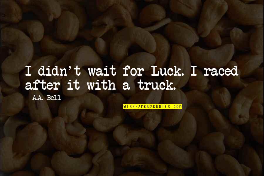 Raced Quotes By A.A. Bell: I didn't wait for Luck. I raced after