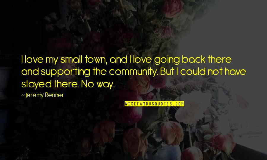 Racehorse Quotes By Jeremy Renner: I love my small town, and I love Racehorse Quotes By Jeremy Renner: I love my small town, and I love