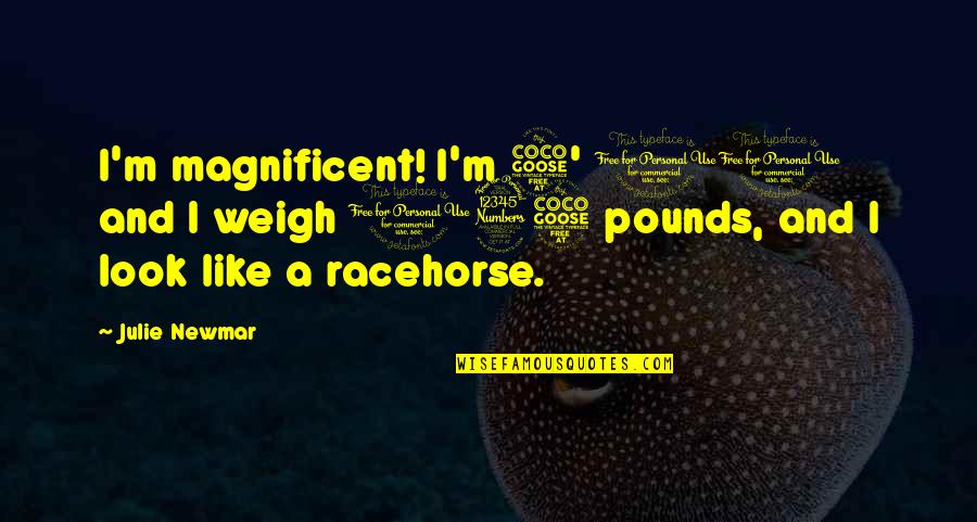 Racehorse Quotes By Julie Newmar: I'm magnificent! I'm 5' 11 and I weigh Racehorse Quotes By Julie Newmar: I'm magnificent! I'm 5' 11 and I weigh