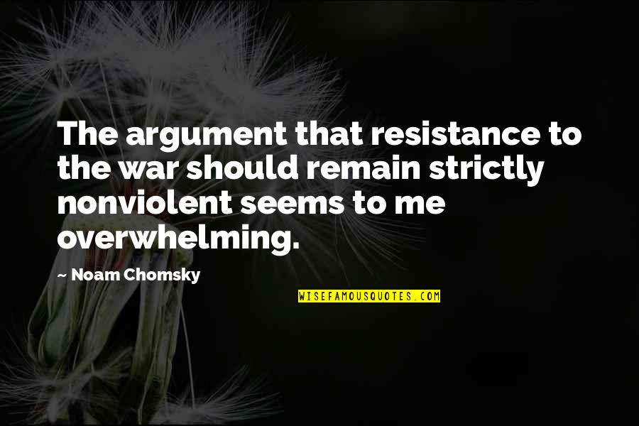 Racetoon Quotes By Noam Chomsky: The argument that resistance to the war should