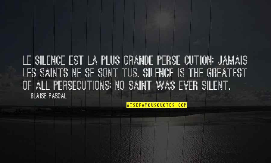 Rachel Berenson Quotes By Blaise Pascal: Le silence est la plus grande perse cution: