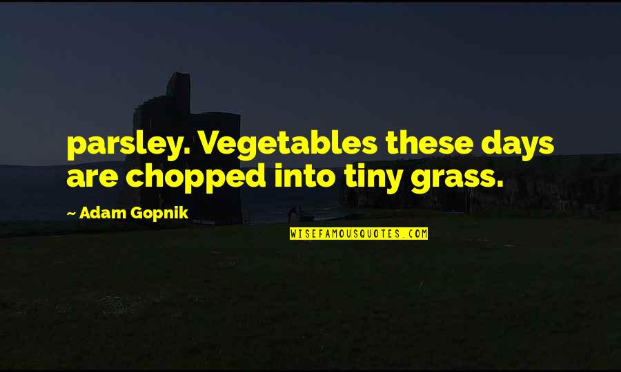 Rachel Gatina Quotes By Adam Gopnik: parsley. Vegetables these days are chopped into tiny