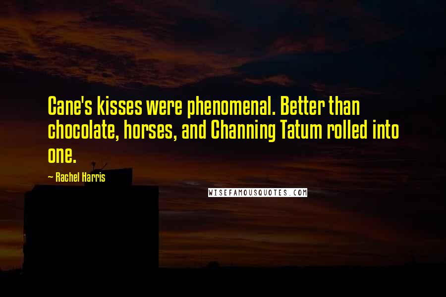 Rachel Harris quotes: Cane's kisses were phenomenal. Better than chocolate, horses, and Channing Tatum rolled into one.