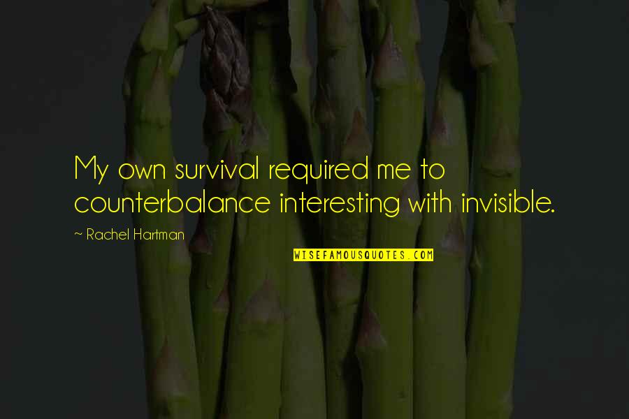 Rachel Hartman Quotes By Rachel Hartman: My own survival required me to counterbalance interesting