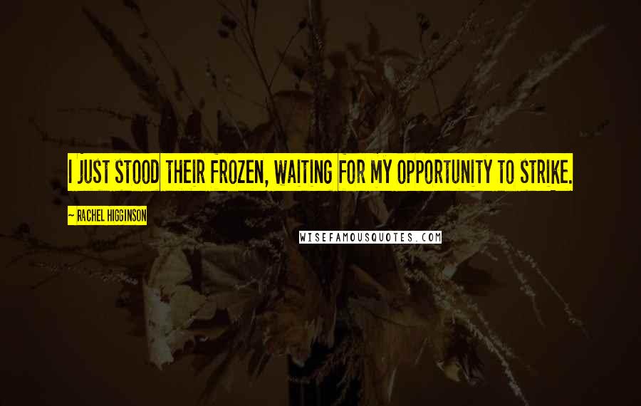 Rachel Higginson quotes: I just stood their frozen, waiting for my opportunity to strike.
