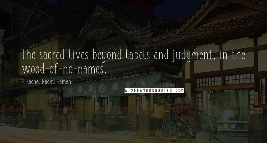 Rachel Naomi Remen quotes: The sacred lives beyond labels and judgment, in the wood-of-no-names.