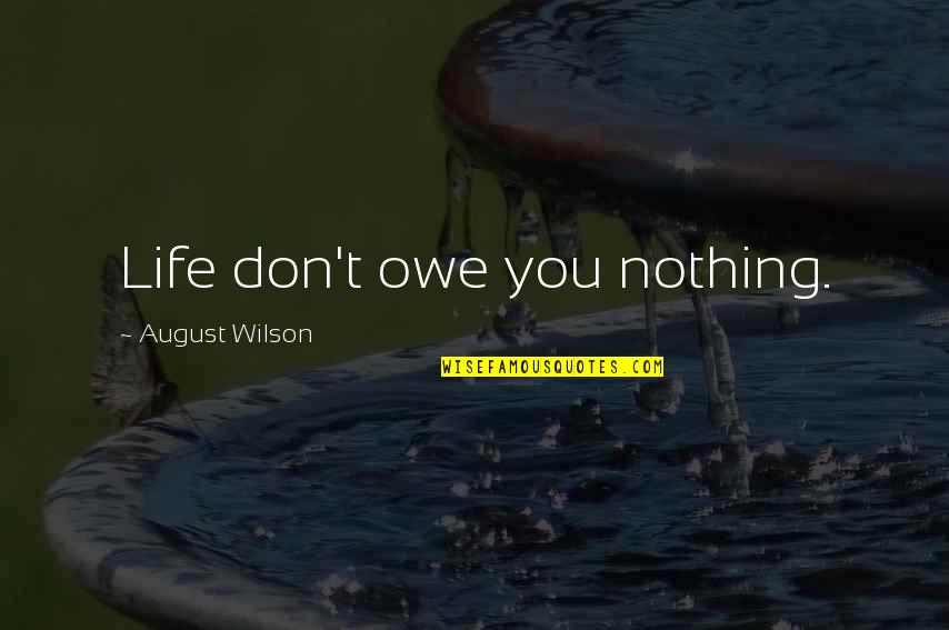 Rachlis Duff Quotes By August Wilson: Life don't owe you nothing.
