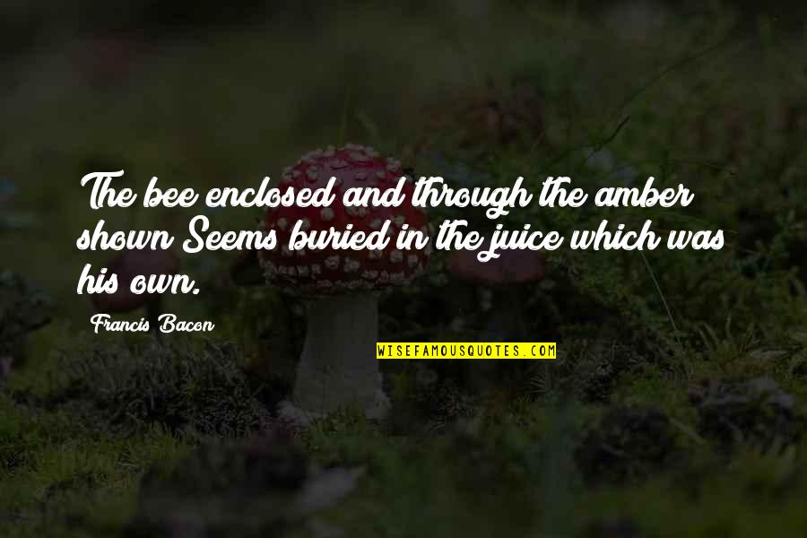 Racin Quotes By Francis Bacon: The bee enclosed and through the amber shown