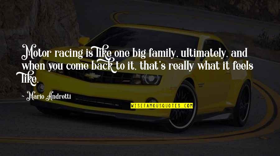 Racing Quotes By Mario Andretti: Motor racing is like one big family, ultimately,