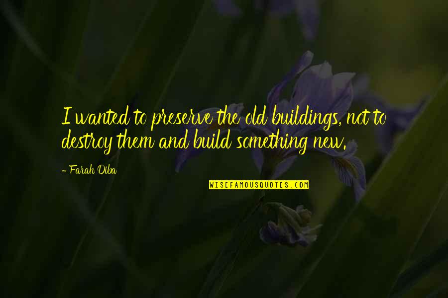 Racism In The West Quotes By Farah Diba: I wanted to preserve the old buildings, not