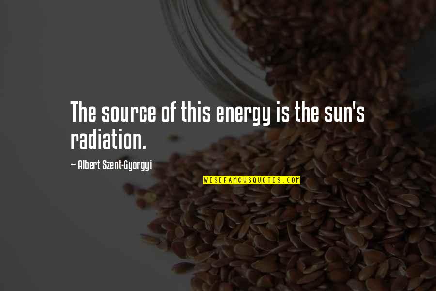 Radiation Quotes By Albert Szent-Gyorgyi: The source of this energy is the sun's