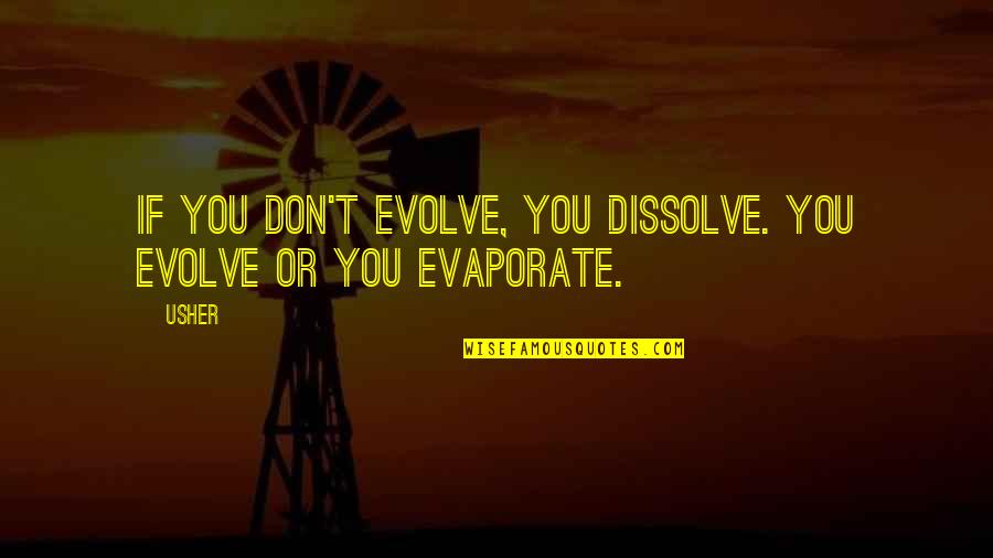 Radicalisation Triggers Quotes By Usher: If you don't EVOLVE, you dissolve. You evolve