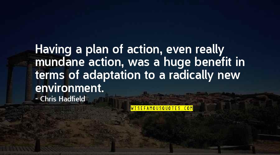 Radically Quotes By Chris Hadfield: Having a plan of action, even really mundane