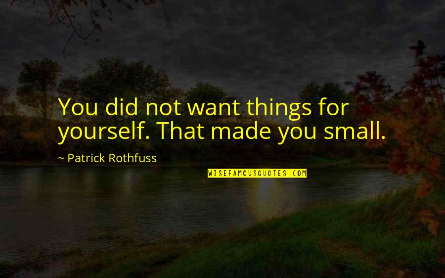 Radio Announcers Quotes By Patrick Rothfuss: You did not want things for yourself. That