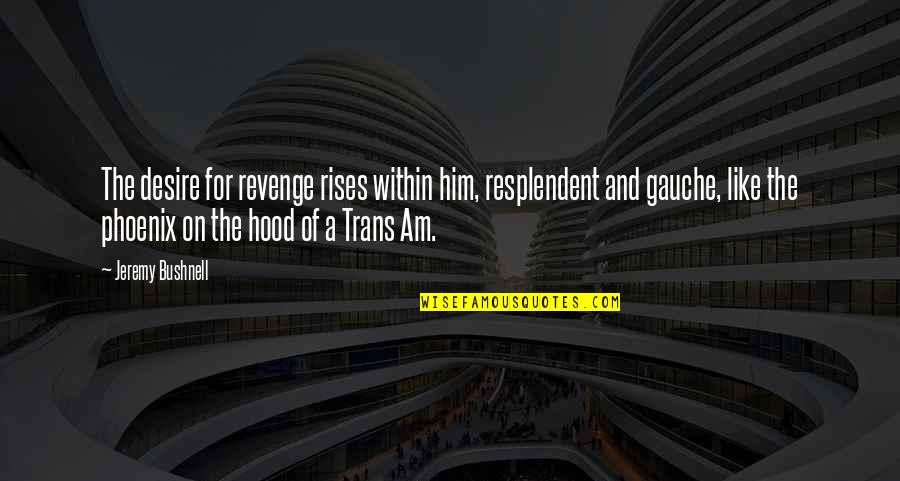 Raditude Quotes By Jeremy Bushnell: The desire for revenge rises within him, resplendent