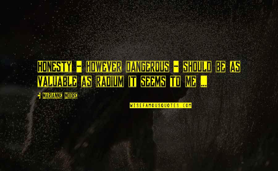 Radium Quotes By Marianne Moore: Honesty - however dangerous - should be as