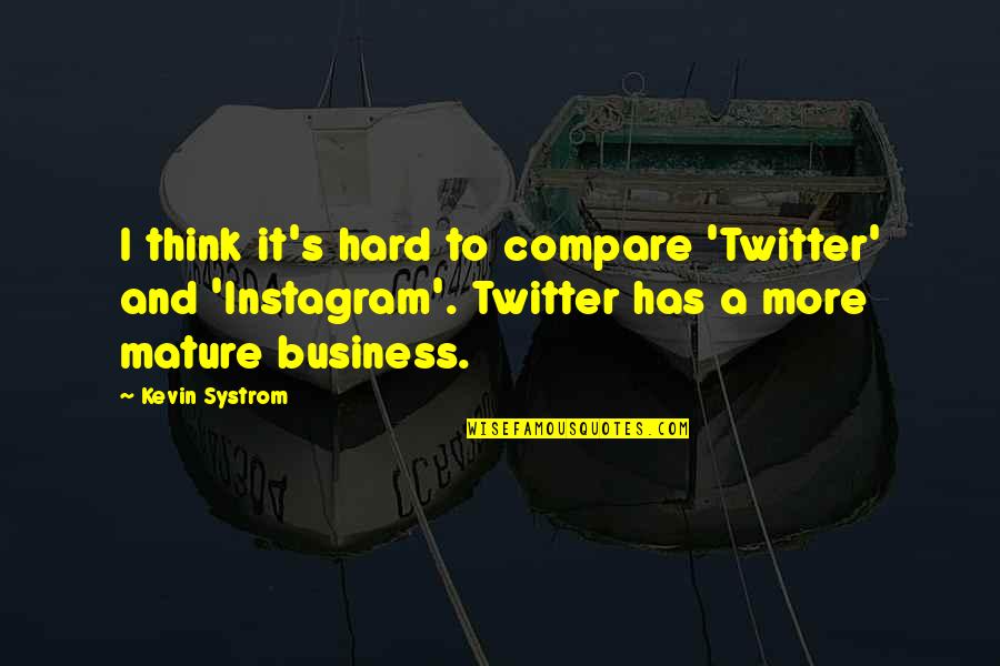 Radka Maxov Quotes By Kevin Systrom: I think it's hard to compare 'Twitter' and Radka Maxov Quotes By Kevin Systrom: I think it's hard to compare 'Twitter' and