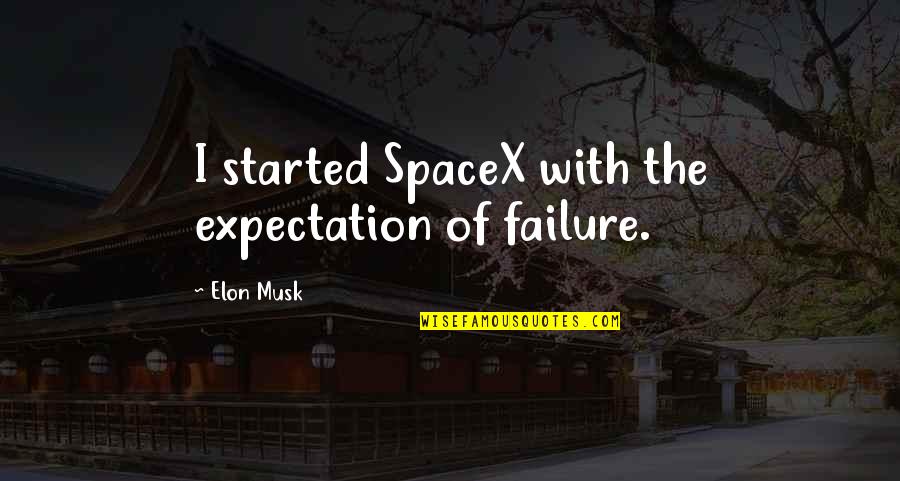 Radstone Technology Quotes By Elon Musk: I started SpaceX with the expectation of failure.