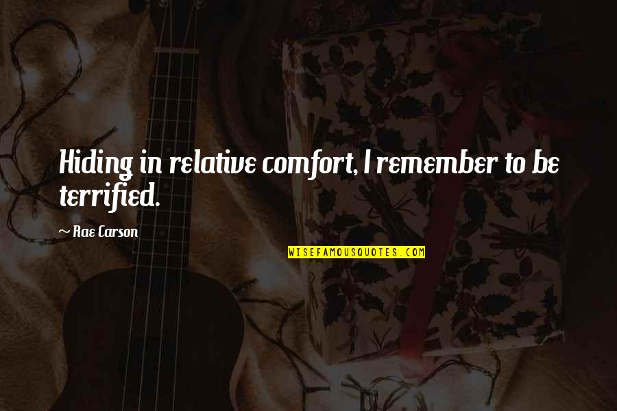 Rae Carson Quotes By Rae Carson: Hiding in relative comfort, I remember to be
