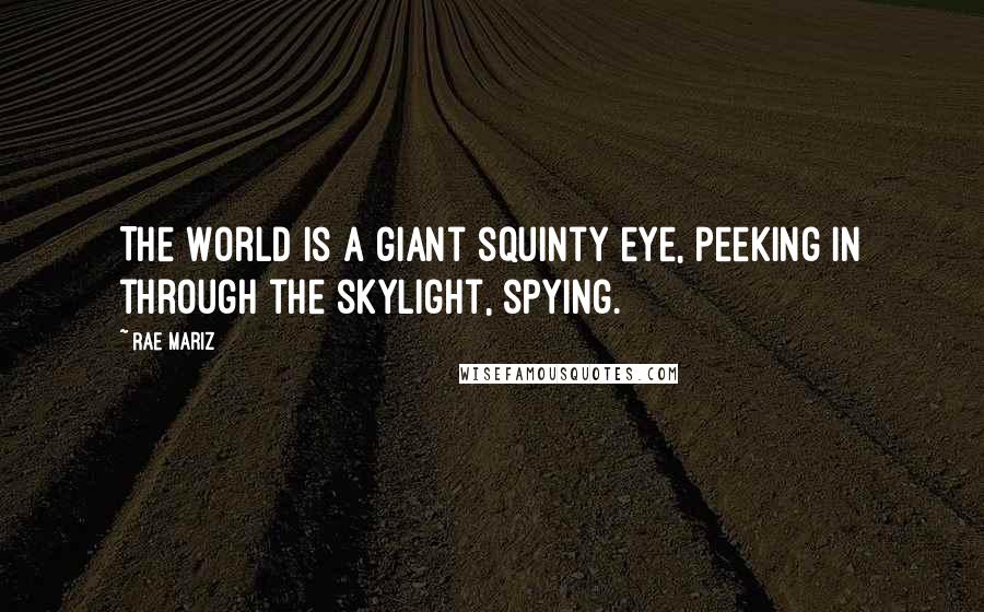 Rae Mariz quotes: The World is a giant squinty eye, peeking in through the skylight, spying.