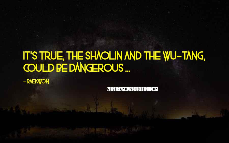 Raekwon quotes: It's true, the Shaolin and the Wu-Tang, could be dangerous ...